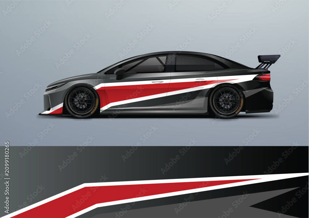 Fototapeta premium Racing car Vector sport background for car wrap race car decal livery 