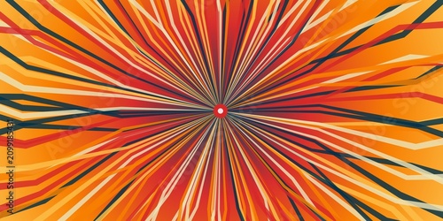 Foto Explosive orange sunburst pattern with dark rays emanating from center point circular