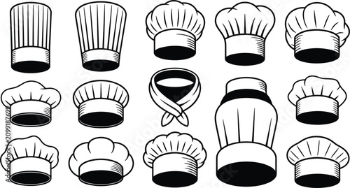 Obraz na płótnie Black and white of various stylized hats and caps fedora beret des