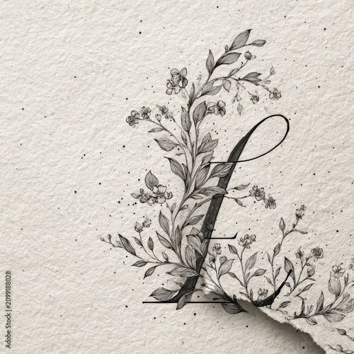 Floral script typography in monochrome for prints and invitations