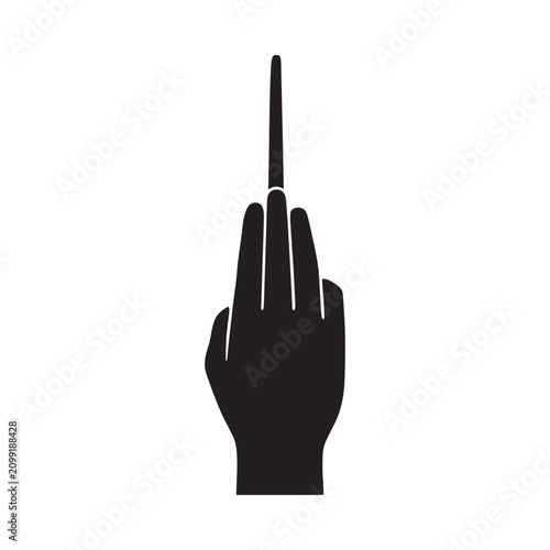Tableau sur toile Hand gesture silhouette against a white background defiant expression