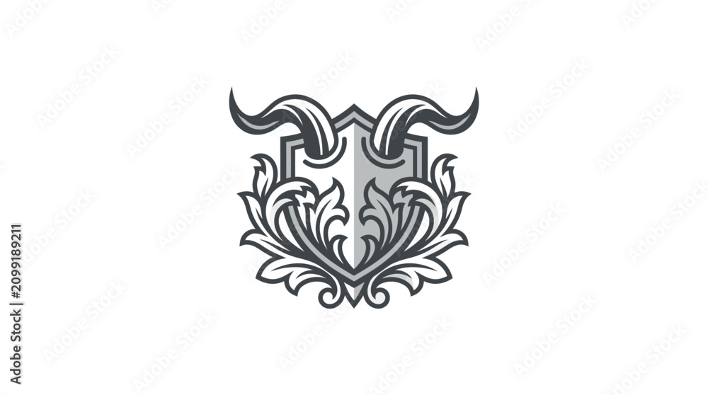 Fototapeta premium Shield crest with ram horns