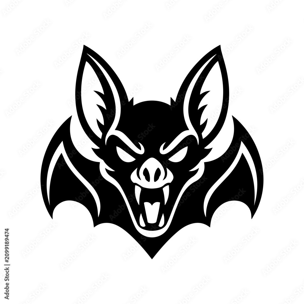Obraz premium Vampire Bat Head Mascot Logo Vector - Fierce Aggressive Animal Sport Icon
