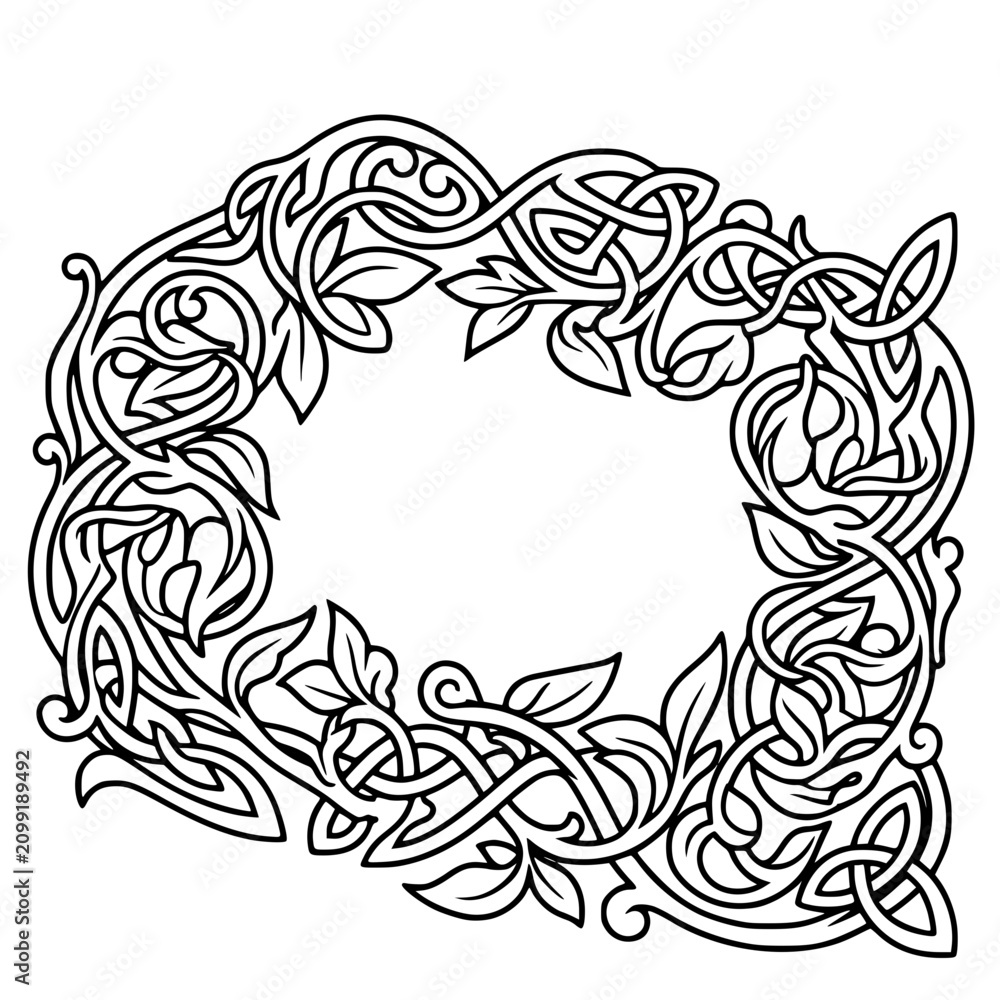Fototapeta premium Celtic Knot Decorative Border Frame Vector Line Art