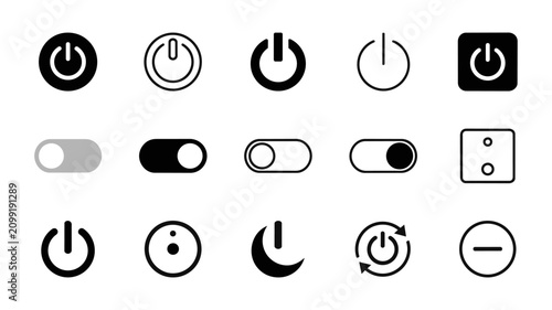 Fotografie Set of power button and switch control interface symbols with interface electron