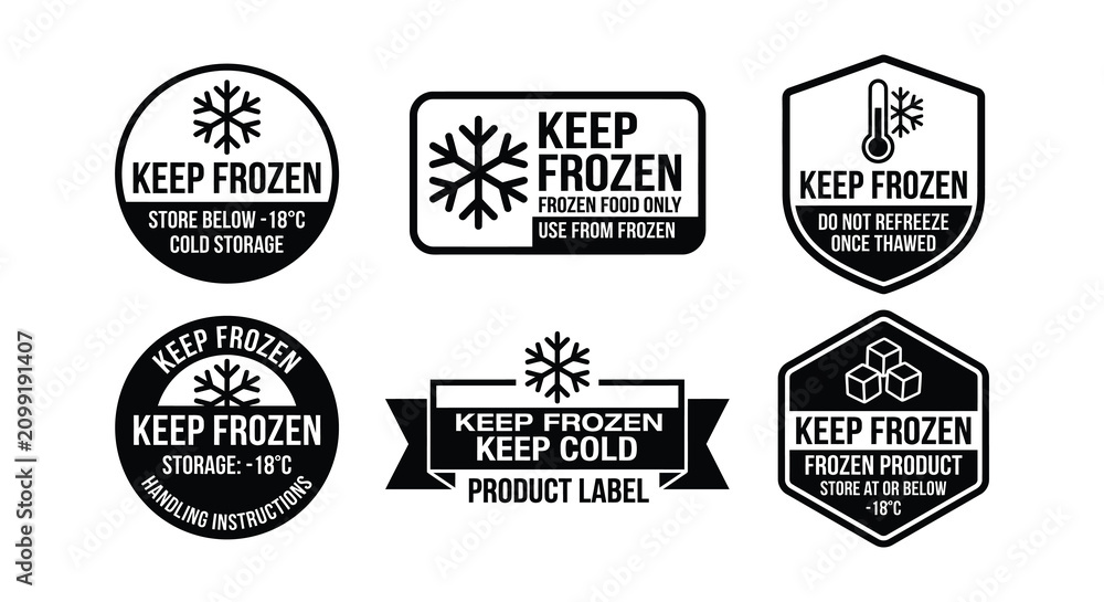 Fototapeta premium Keep Frozen Signage Collection Black And White Vector Illustrations