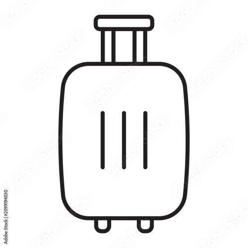 Outline vector icon of a travel suitcase for vacation and tourism.