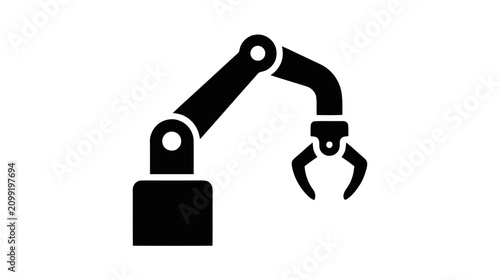 Vector illustration of industrial robotic arm icon on a transparent background