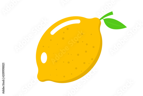 Whole Lemon Icon. Minimalist Fresh Citrus Fruit. Vector Illustration