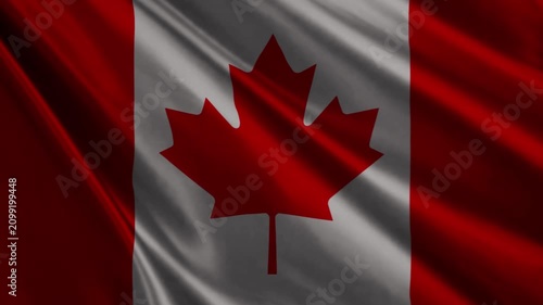 Realistic Canada Flag Waving in Wind 4K Loop Animation, Canadian National Flag Background