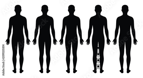 Fotografía Stick figure silhouettes depicting various body pains black on white