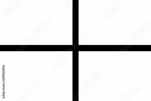 Minimalist stark black cross on white canvas, high contrast.