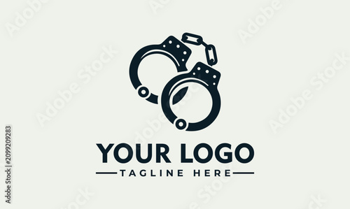 Bild auf Leinwand Minimalist Handcuffs Icon Logo Design Featuring Law Enforcement Security Concept