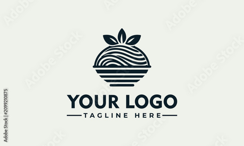 Foto Modern and minimalist vector logo design of a stylized noodle bowl with fresh le