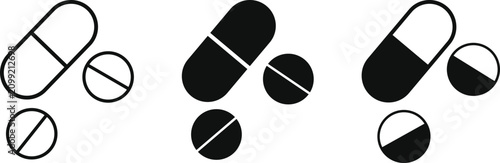 Photos Pill and Capsule Medicine Icon Set