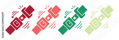 Tableau sur toile Seat belt icons showing the action of buckling up for car safety and vehicle pas