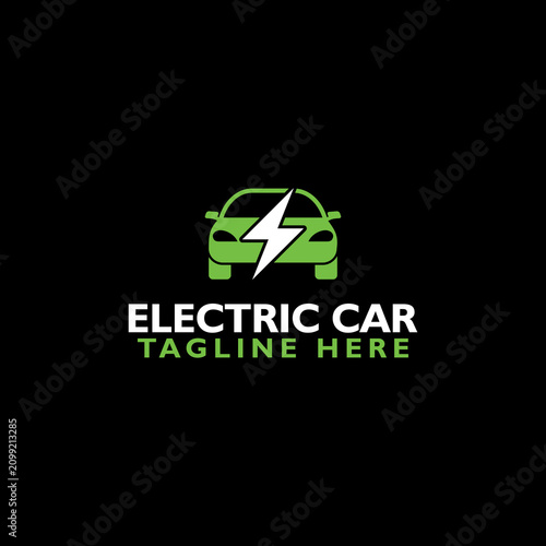 Electric car icon isolated on black background