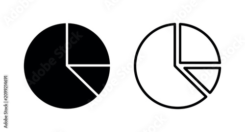 Photos Pie chart icon set, representing data analysis, statistics, and proportional distribution