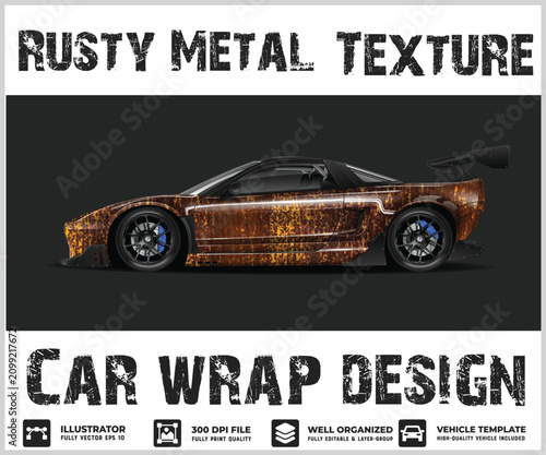 Rusty Metal Texture Car Wrap Design