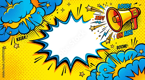 Vibrant comic book style illustration background.