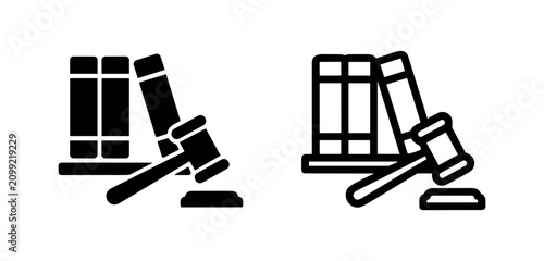 Foto Law and justice icon with a gavel and law books, symbolizing legal system, court, and juridical authority