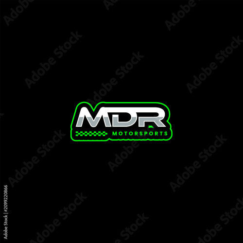 Modern Motorsport Letter MDR Logo Vector with Racing Flag Design