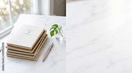 Creative workspace with digital tablet on a white desk 6