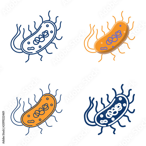 Obraz na plátně Bacteria icon set. Microorganism symbol. Vector illustration.