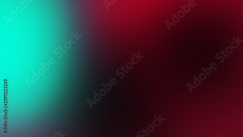 Abstract blurred background with teal and red gradient. Soft neon light color texture.