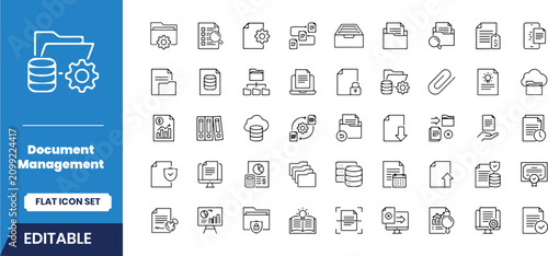 Bild auf Leinwand Document management icon set flat design for business and digital organization