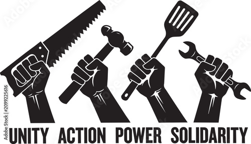 Photos Fist holding tools in unity during protest against injustice Vector Silhouette