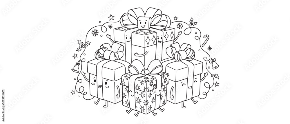 Obraz premium santa Christmas line art style illustrasin vector with transparent background .esp
