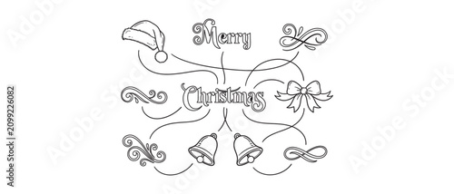 Photos santa Christmas line art style illustrasin vector with transparent background