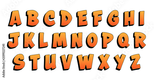 Bild auf Leinwand Comic style alphanumeric type face, clean and clear!