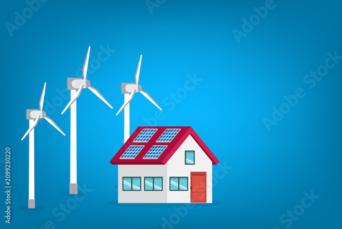 Eco Friendly Smart Home with Solar Panels and Wind Turbines Renewable Energy