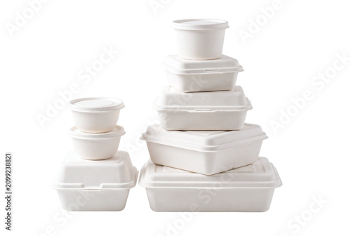 Tableau sur toile Stacked eco friendly biodegradable sugarcane bagasse takeaway food containers
