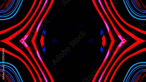 Red and Blue Ribbon Waves Kaleidoscope Background VJ Loop in 4K