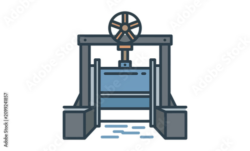Tableau sur toile Sluice Gate Water Control Vector Illustration