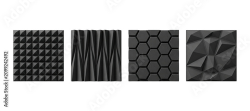 Photos Different textures of black soundproof acoustic foam