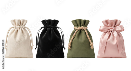 Small fabric gift pouches and drawstring bags set