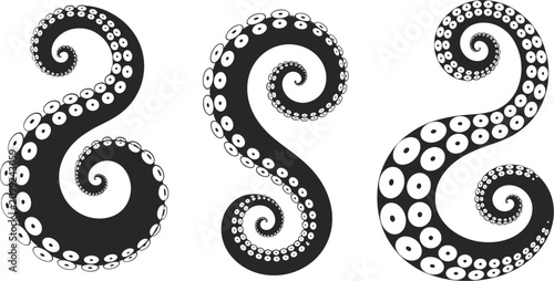 Bild auf Leinwand Octopus Tentacle Collection, Marine Sea Creature Vector Illustration for Ocean W