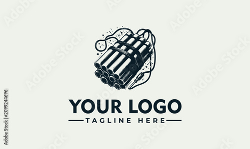 фотографія Vintage Hand Drawn Dynamite Stick Explosive Device Vector Logo Illustration Conc