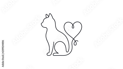 Fotografie Cat Sitting with Heart Symbol.