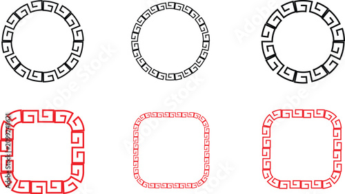 Tableau sur toile Greek Key Frame Vector Set