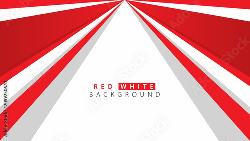Dynamic red and white perspective zoom background with radiating speed lines. Ideal for patriotic celebrations, sports banners, commercial flyers, and modern vector designs