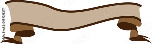 A beautifully rendered classic beige scroll ribbon graphic element, perfect for designers needing an empty banner for text, titles, or decorative accents