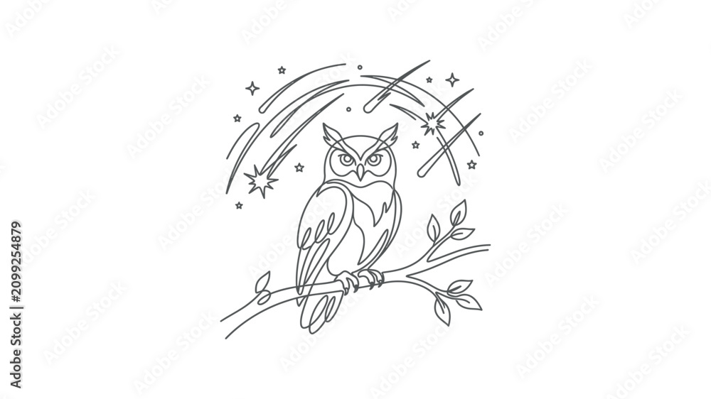 Obraz premium Owl Sitting on a Branch.