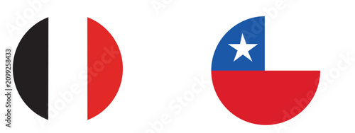Bild auf Leinwand France vs chile national flags round icons concept with competition