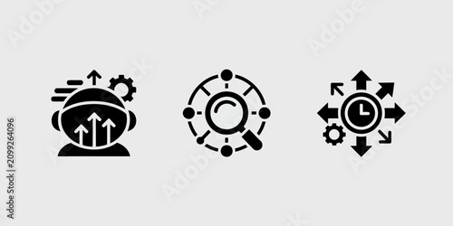 For personal growth time management and strategic decision making with arrows and gears