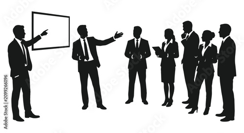 Business team presenting strategic report during office meeting conference.